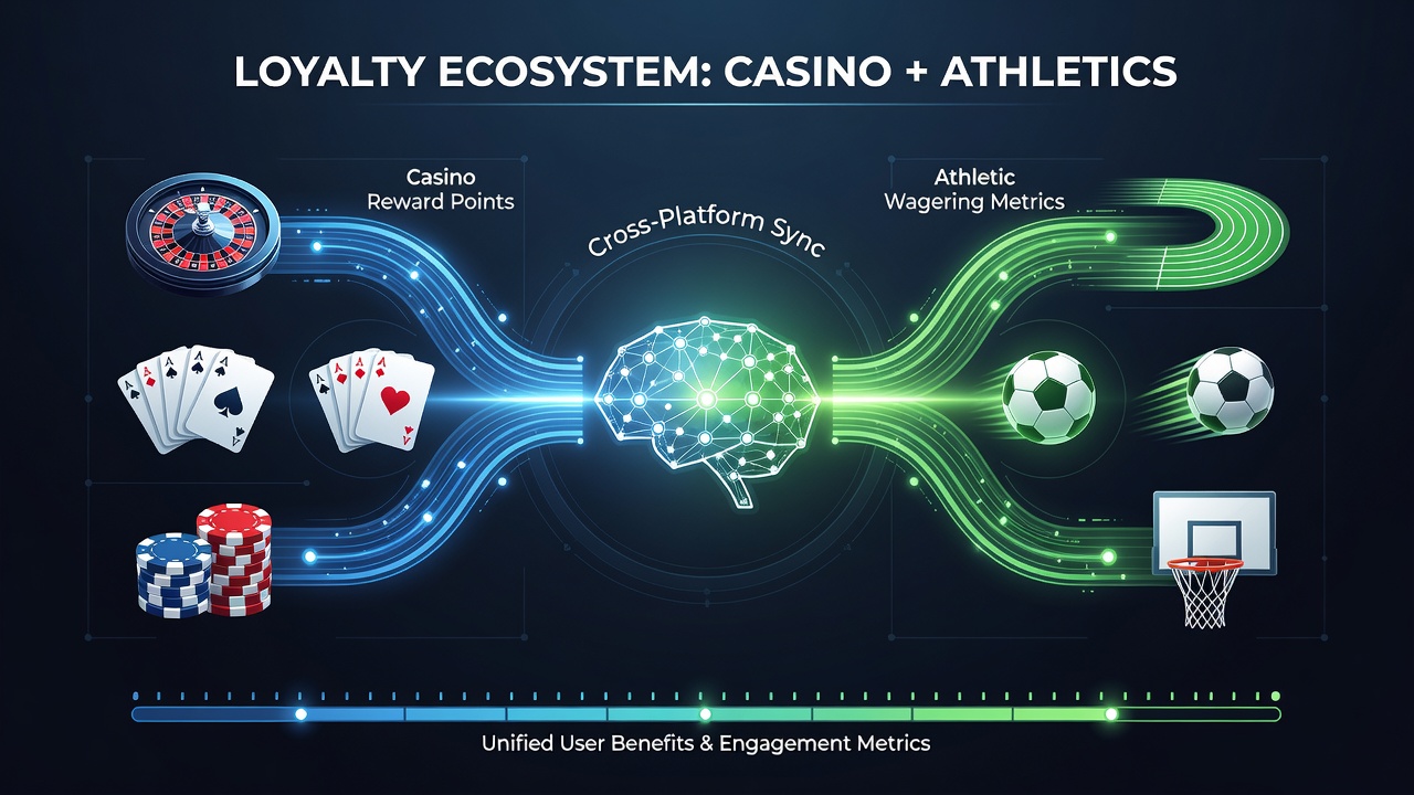 Mobile app interface displaying combined loyalty points from sports bets and casino games