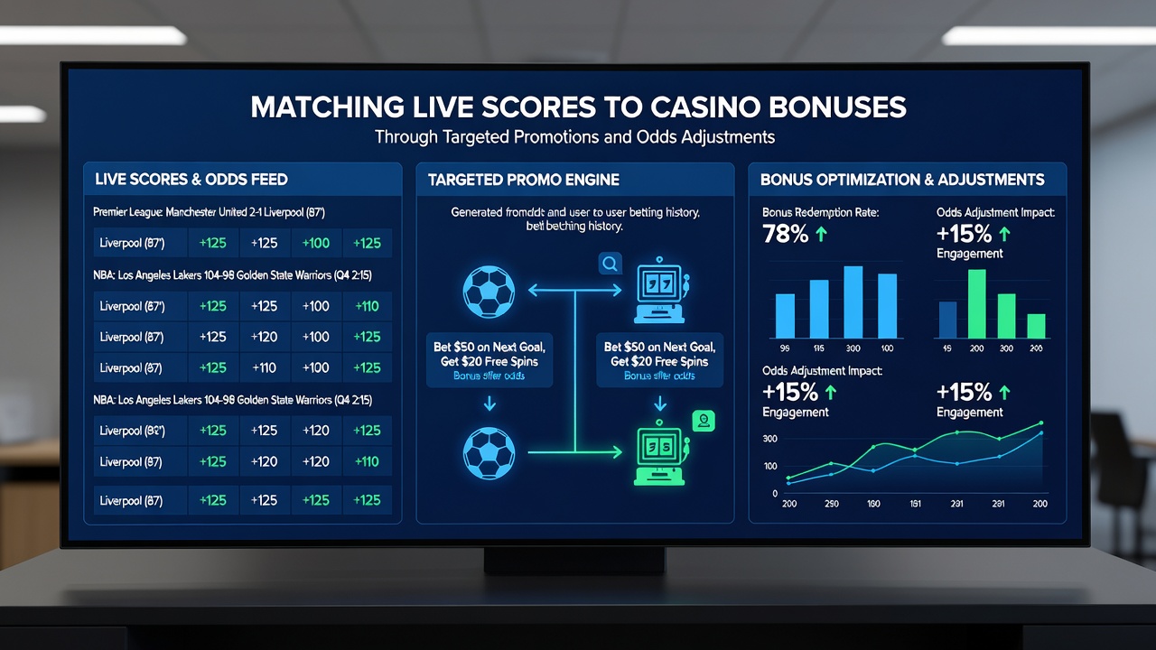 Dashboard showing live score updates paired with dynamic odds and bonus indicators